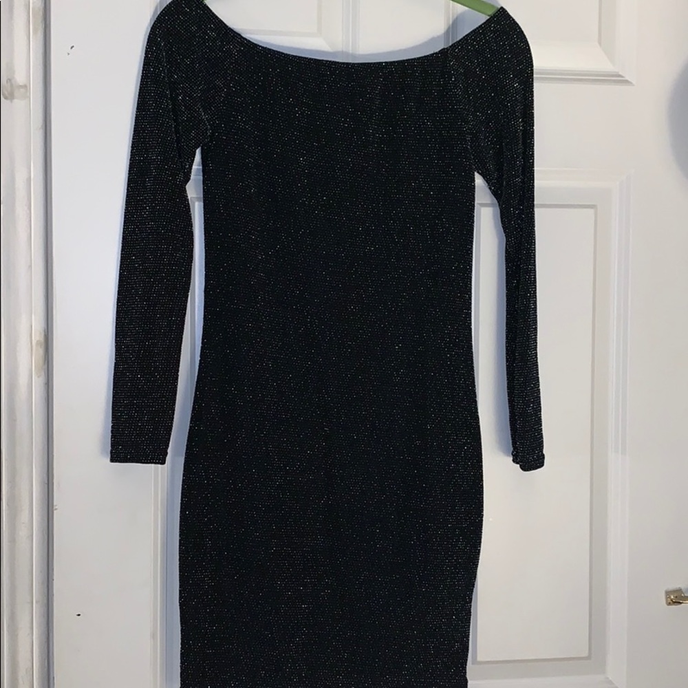 Sparkly Off the Shoulder BodyCon Dress w/ sleeves